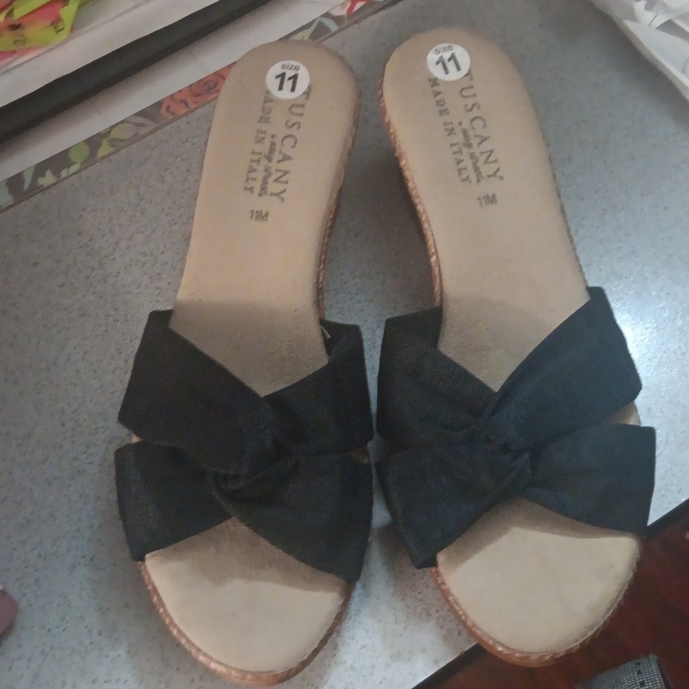 TUSCANY women's wedges  size 11 Black in color made in Italy